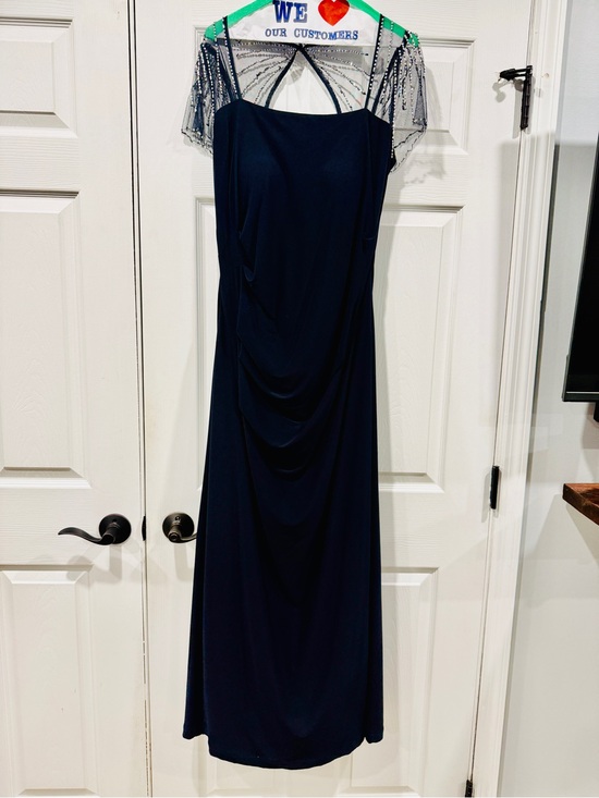 Betsy & Adam Dresses & Skirts - Betsy & Adam Black Beaded-Shoulder Draped Maxi Dress